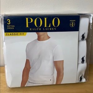 Polo Classic Fit White Cotton Crew Undershirts - 3 pack